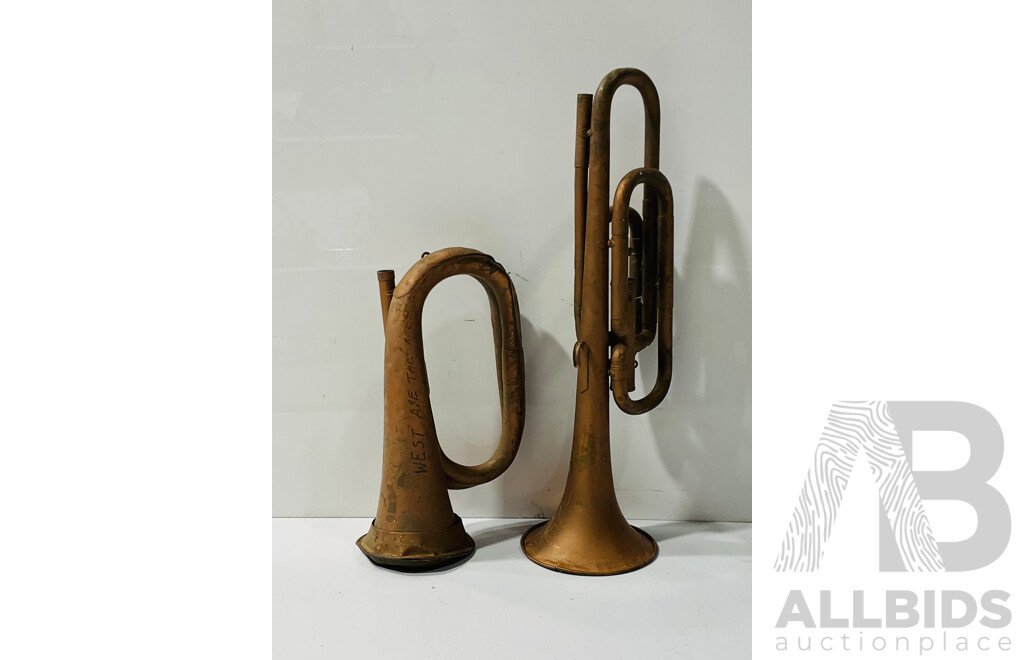 Two Metal Bugles
