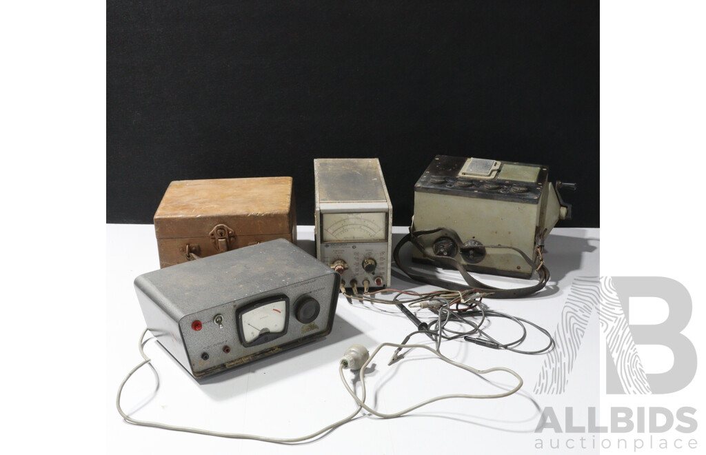 Collection Vintage ELectric Testing Devices Including Voltmeter, Test Reciever Mark I and More