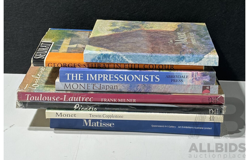 Collection Eight Books Realting to Immpresionist Art and Artists Including Manet, Monet and More