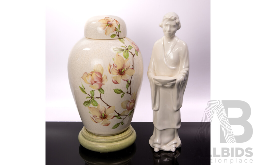 Ceramic Statue by Dianne Smith Along with Faux Chinese Ginger Jar by Beryl Dawkins