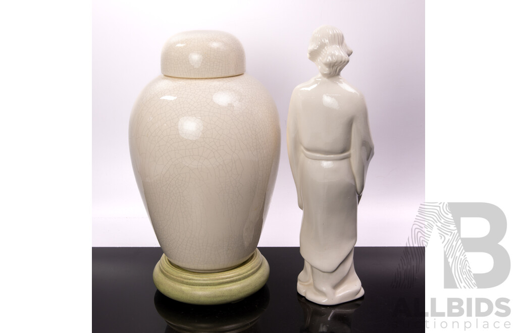 Ceramic Statue by Dianne Smith Along with Faux Chinese Ginger Jar by Beryl Dawkins