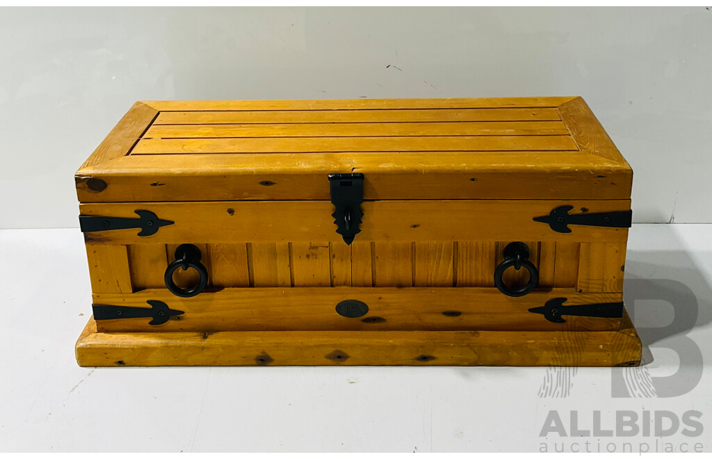 Pine Storage Box with Metal Details