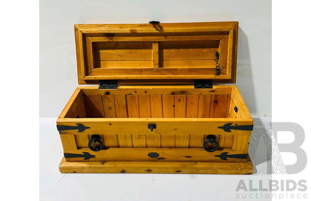 Pine Storage Box with Metal Details