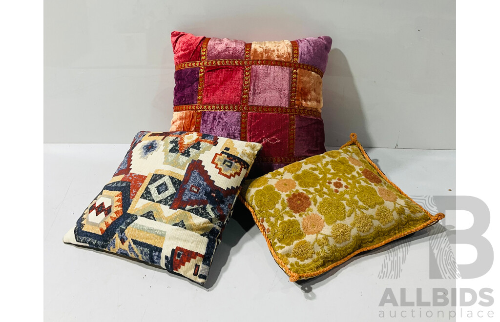 Collection of Three Pillows with Interesting Patterns