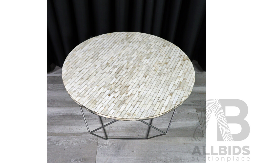 Modern Occasional Table with Mosaic Faux Bone Top