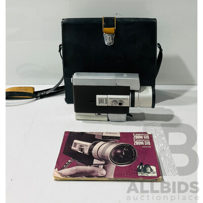 Vintage Canon Super 8 Zoom 318 in Faux Leather Case with Instructions
