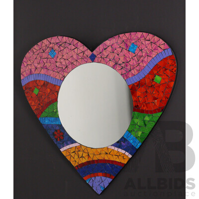 Heart Shaped Mirror with Mosaic Tile Finish