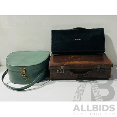 Collection of Three Vintage Bags Including One Example From Royal and Two Briefcases Including Example From A.L.M