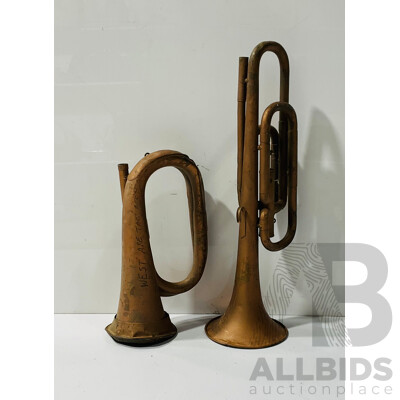 Two Metal Bugles