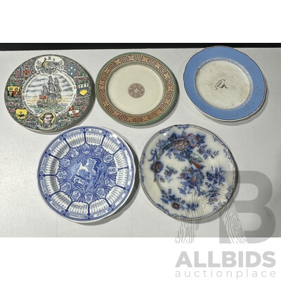 Collection of Vintage English Decorative Plates Including Limited Edition Plate Commemorating the Bi-Centenary of the Discovery of Australia by Capt. James Cook