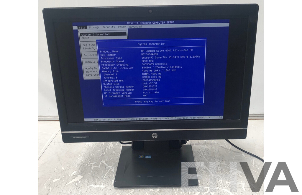 HP Compaq Elite 8300 Intel Core i5 (3470) 3.20GHz 4-Core CPU 23-Inch All-in-One Computer