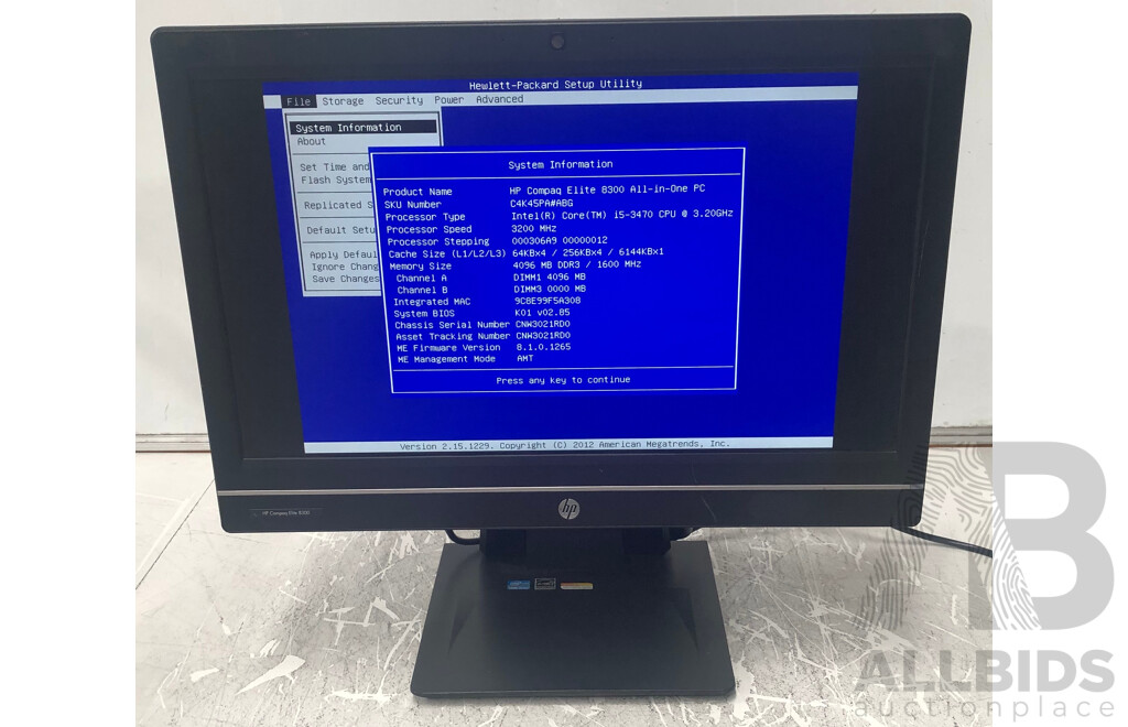 HP Compaq Elite 8300 Intel Core i5 (3470) 3.20GHz 4-Core CPU 23-Inch All-in-One Computer