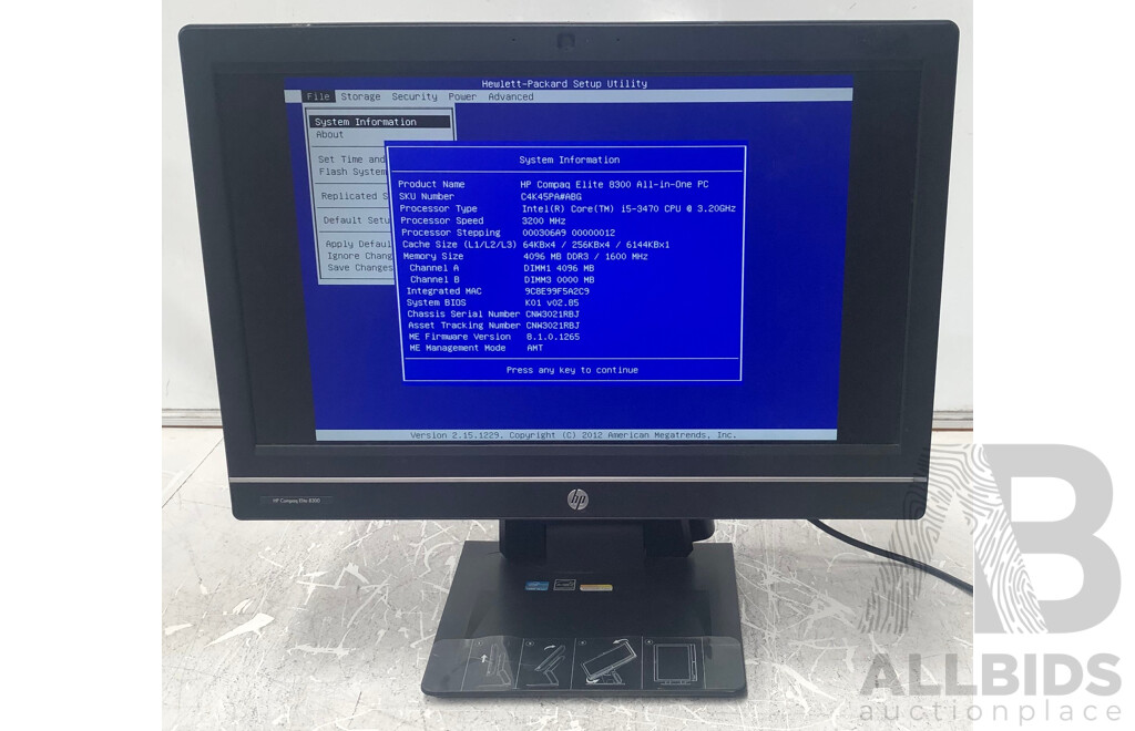 HP Compaq Elite 8300 Intel Core i5 (3470) 3.20GHz 4-Core CPU 23-Inch All-in-One Computer