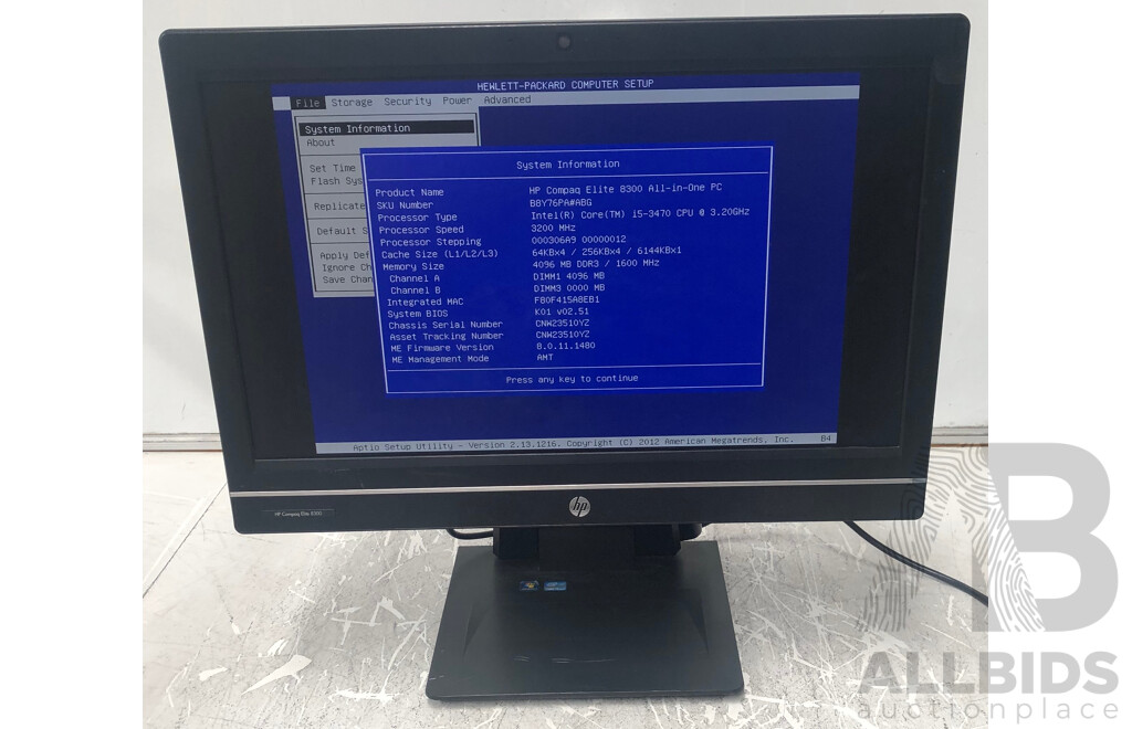 HP Compaq Elite 8300 Intel Core i5 (3470) 3.20GHz 4-Core CPU 23-Inch All-in-One Computer