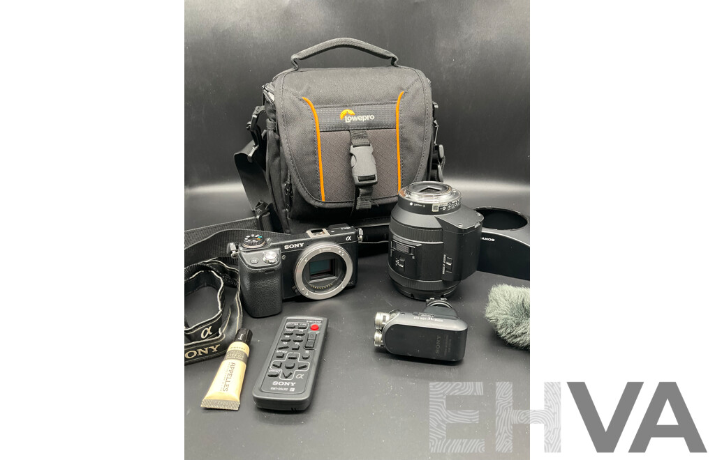 SONY NEX-6 Black Body 16.1MP Digital Camera with 18-200mm OSS, E 3.5-6.3 Lens (Black), Sony Stereo Microphone (ECM-XYST1M) with Accessories