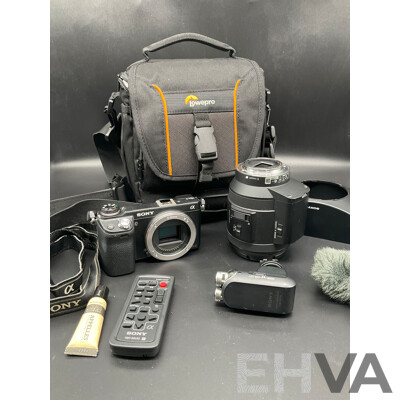 SONY NEX-6 Black Body 16.1MP Digital Camera with 18-200mm OSS, E 3.5-6.3 Lens (Black), Sony Stereo Microphone (ECM-XYST1M) with Accessories