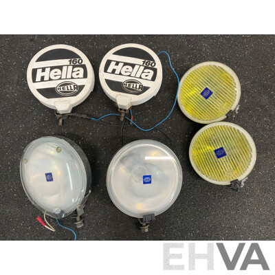 Assorted HELLA  Spot Light Lamps - Lot of 6