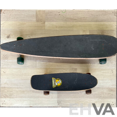 1x Longboard & 1x Shortboard with Box of Skate Gear