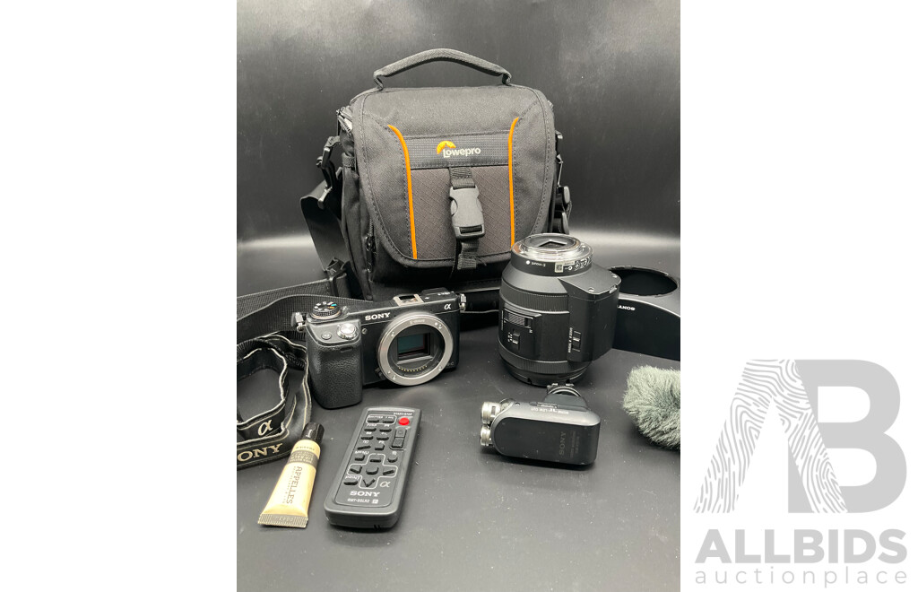 SONY NEX-6 Black Body 16.1MP Digital Camera with 18-200mm OSS, E 3.5-6.3 Lens (Black), Sony Stereo Microphone (ECM-XYST1M) with Accessories