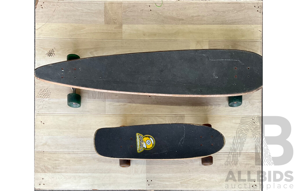 1x Longboard & 1x Shortboard with Box of Skate Gear