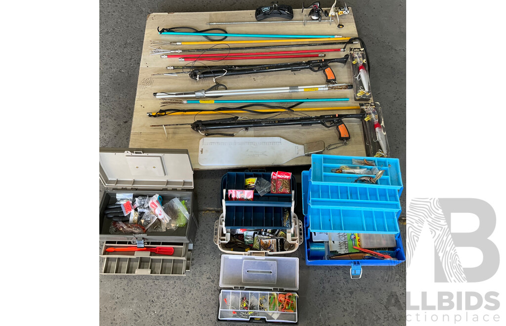 Large Lot of Mixed Fishing Gear - Crab Pot, Lures, Reels and More