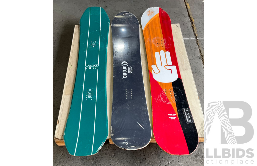 BATALEON Fun Kink, RIDE ZERO, CORONA Snowboard - Lot of 3