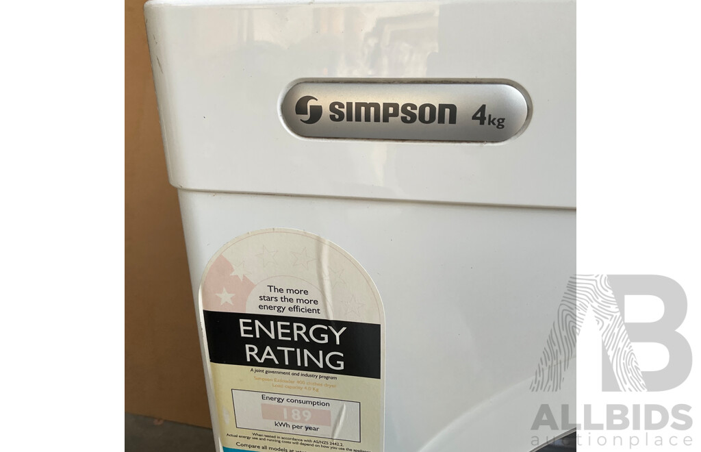 SIMPSON 4KG 39P400M-V1 Vented Dryer