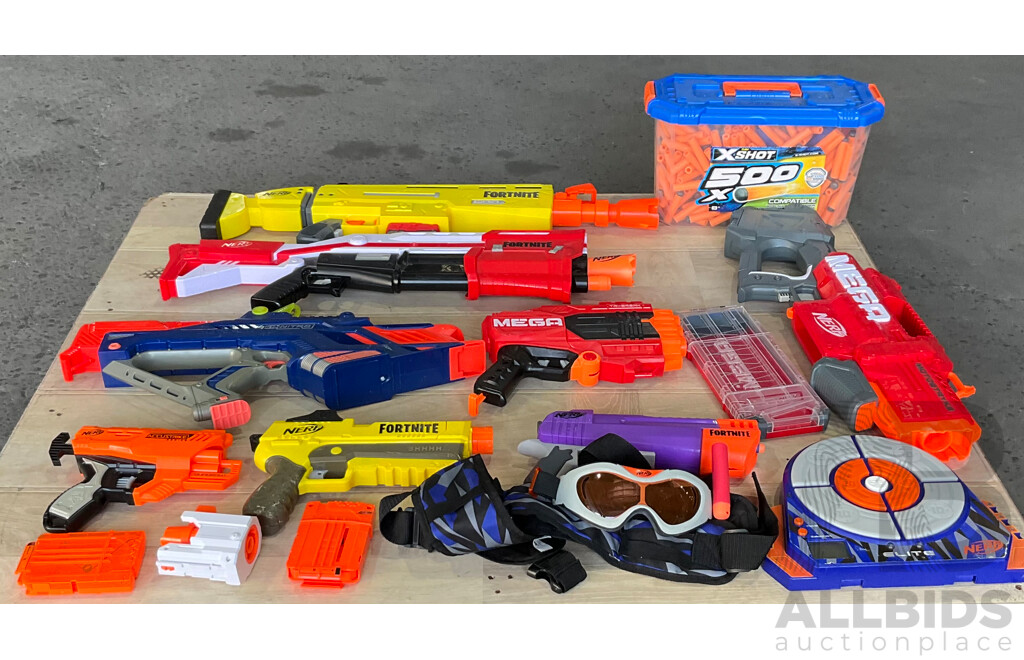 Assorted NERF Toy Guns & Accessories
