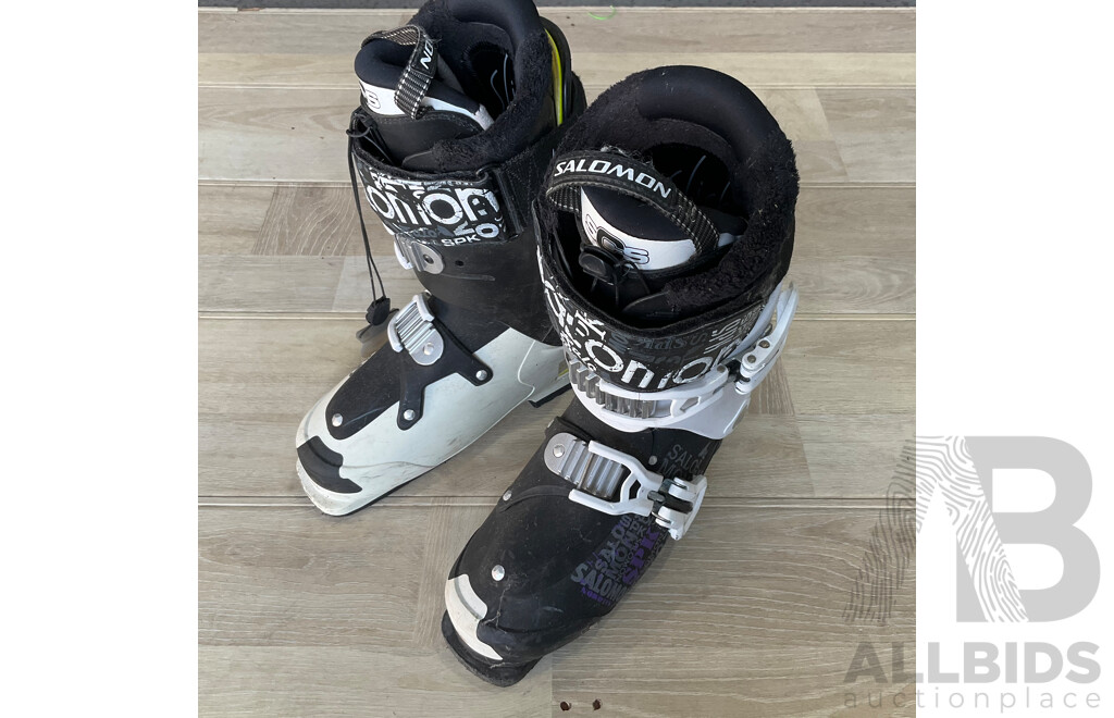 SALOMON Equipe 10 ,KASTLE FW1,Rossignol Zenith Z6 Oversize Ski Board and Salomon Ski Boots Size 26