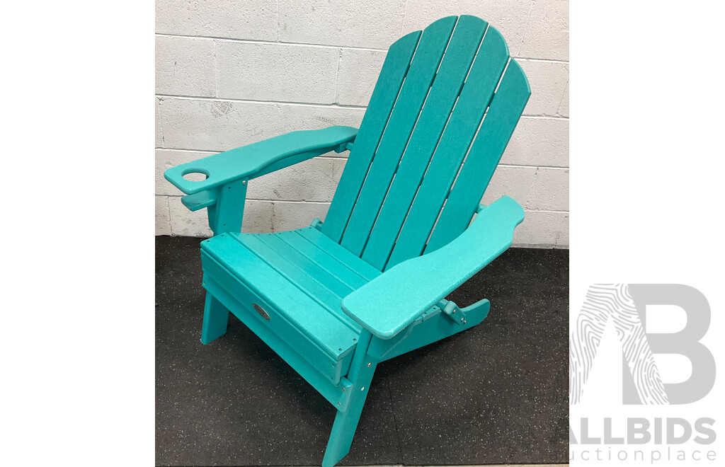 PATIOJOY Blue Adirondack Chair with Cup Holder - Lot of 2