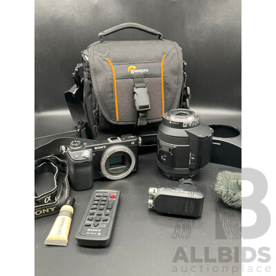 SONY NEX-6 Black Body 16.1MP Digital Camera with 18-200mm OSS, E 3.5-6.3 Lens (Black), Sony Stereo Microphone (ECM-XYST1M) with Accessories