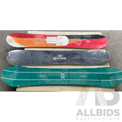 BATALEON Fun Kink, RIDE ZERO, CORONA Snowboard - Lot of 3