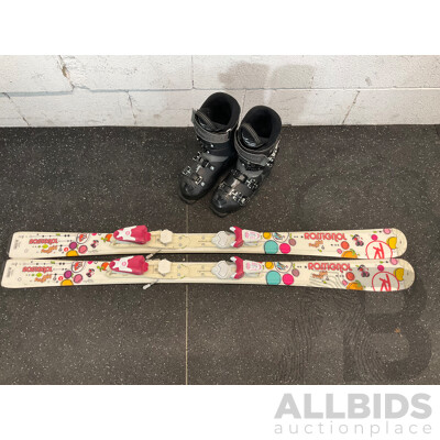 ATOMIC Ski Boots and Rossignol Girls Skis - Lot of 2