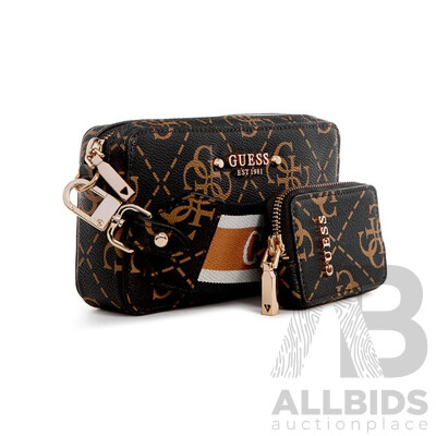 GUESS Brown Logo Rea Mini Crossbody Bag - ORP $159
