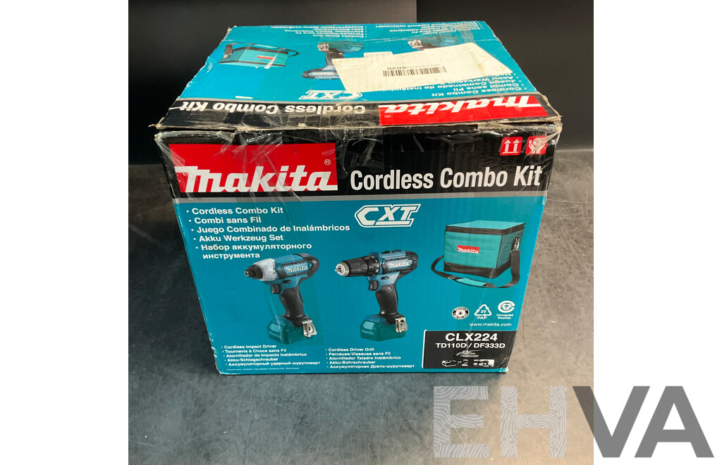 MAKITA CLX224 Cordless Combo Kit Includes TD110DZ Impact Driver Skin/ DF333DZ Driver Drill Skin