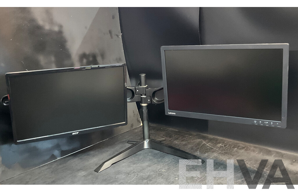 ACER S221HQL LCD Monitor & LENOVO T2224dA Monitor with Dual Desk Mount