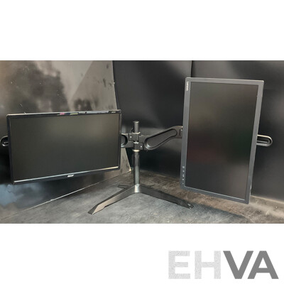 ACER S221HQL LCD Monitor & LENOVO T2224dA Monitor with Dual Desk Mount