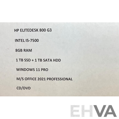 HP EliteDesk 800 G3 I5 8GB RAM 1TB SSD + 1TB HDD Desktop PC