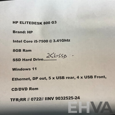 HP EliteDesk 800 G3 I5 8GB RAM 256GB SSD Desktop PC
