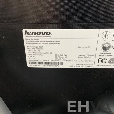 LENOVO C50-30 I5 8GB 1TB HDD 23'' All in One Desktop