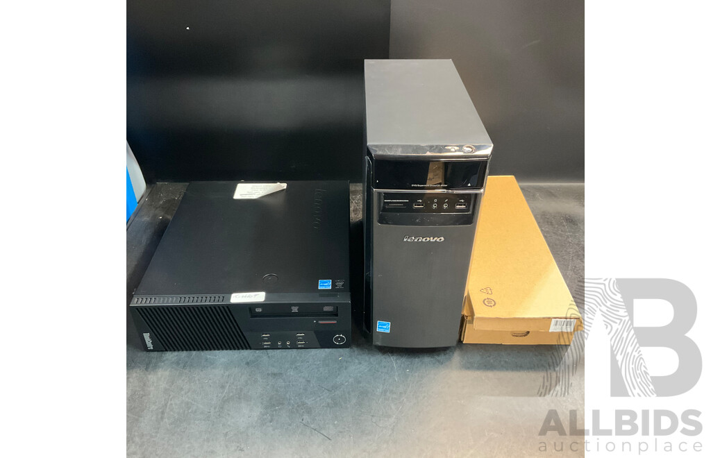 LENOVO H50-5 I3 Tower Desktop Computer(come with Mouse & Keyboard)  & LENOVO ThinkCentre M83 Desktop - Lot of 2