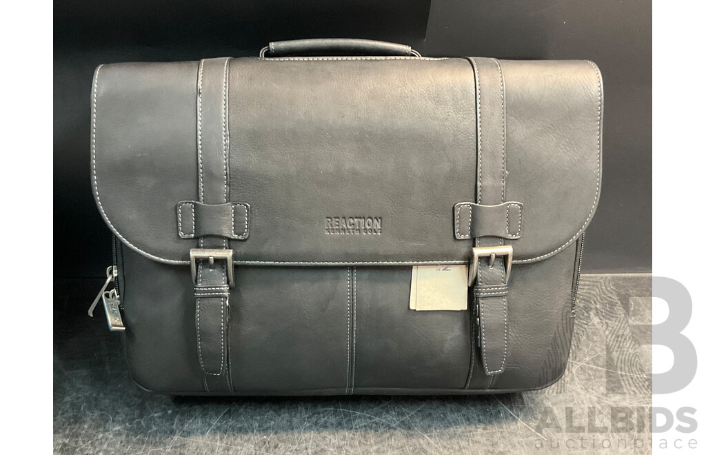 REACTION Kenneth Cole Black Leather Business Bag