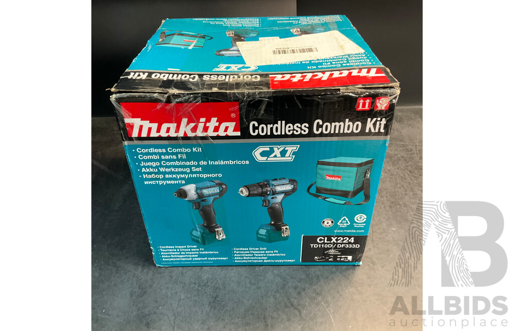 MAKITA CLX224 Cordless Combo Kit Includes TD110DZ Impact Driver Skin/ DF333DZ Driver Drill Skin