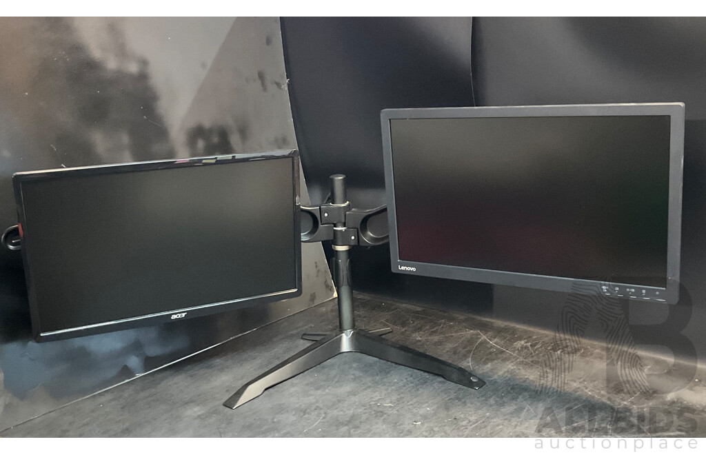 ACER S221HQL LCD Monitor & LENOVO T2224dA Monitor with Dual Desk Mount