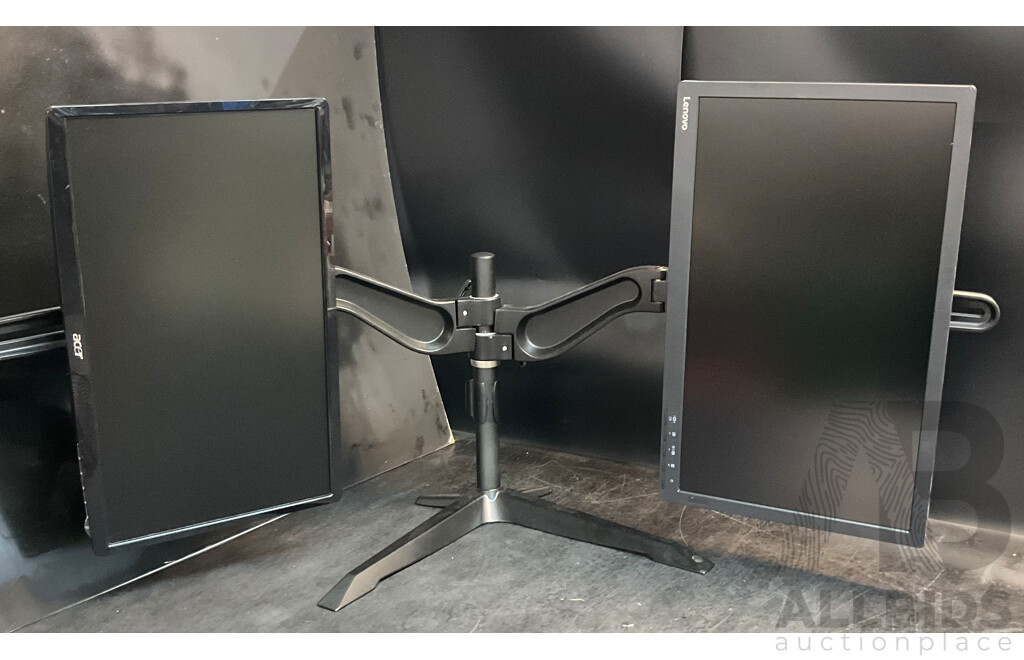 ACER S221HQL LCD Monitor & LENOVO T2224dA Monitor with Dual Desk Mount