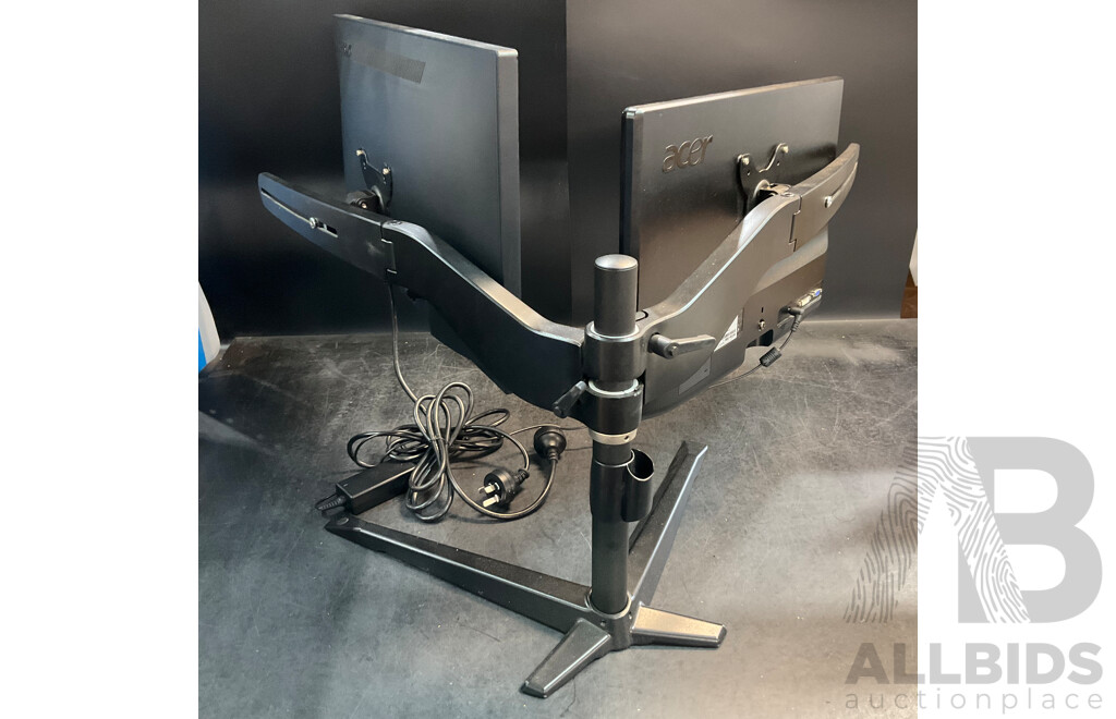 ACER S221HQL LCD Monitor & LENOVO T2224dA Monitor with Dual Desk Mount