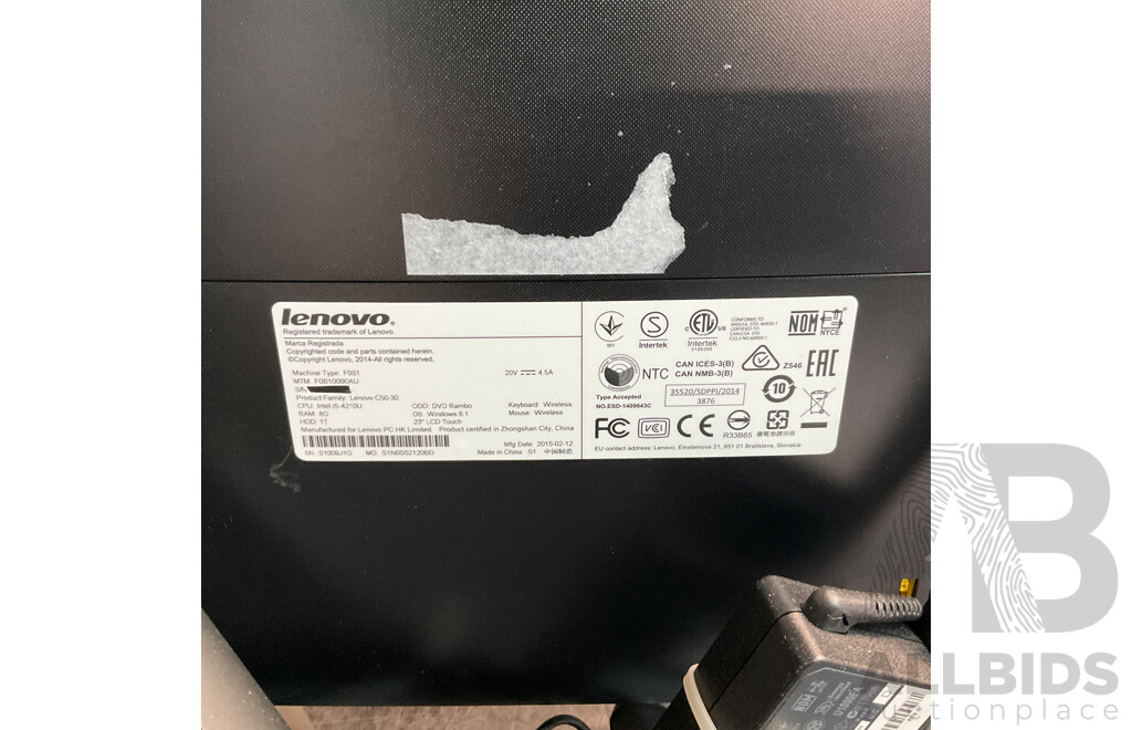 LENOVO Ideacentre C50-30 I5 8G RAM 500GB SSD 23'' All-in-One Desktop PC