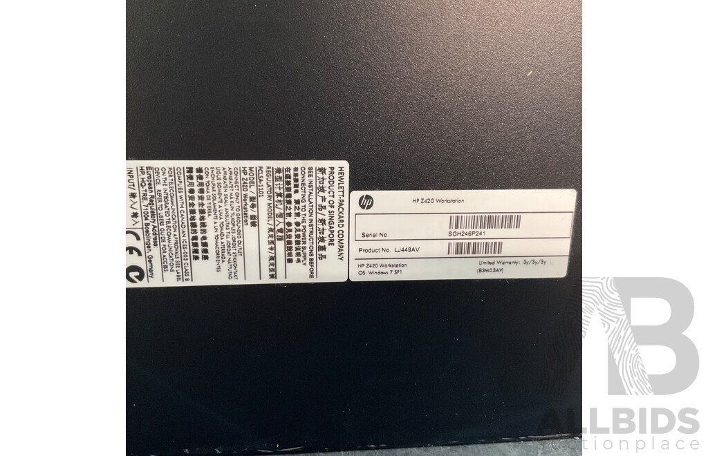 HP Z420 Xeon E5-1620 8GB RAM W/NIVDIA Quadro 2000 Workstation
