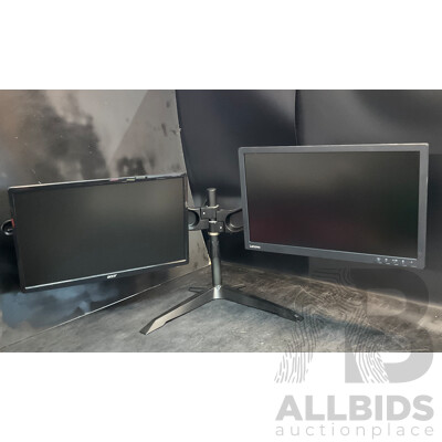ACER S221HQL LCD Monitor & LENOVO T2224dA Monitor with Dual Desk Mount