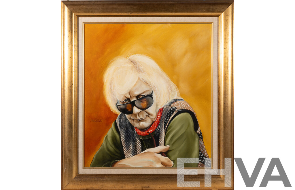 Allan Goddard, (20th Century, Australian, 1950)- Portrait of David Boyd (1924-2011), Oil on Board, 74 x 67 cm (frame)